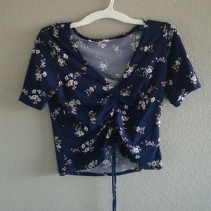 Floral cinch front top